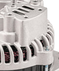 Close-up of a 110A 12V alternator with 5-groove pulley designed for Subaru Outback and Legacy 2.5L 2005-2009 models.