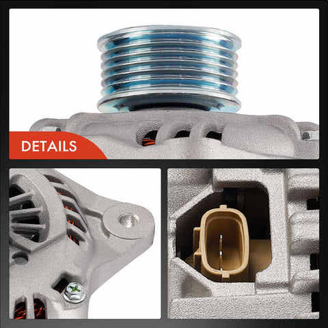 Close-up of Alternator Replacement For Subaru Outback 2015 2016 2017 And Legacy 2015 2017 3.6L 12V 130A Six Groove Clockwise Pulley.