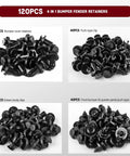 Subaru Compatible 121Pcs Push Rivet Clips Set Pro Grade In 7mm 8mm 9mm 10mm Sizes for bumper, fender, engine cover, grille retainers 909140007 909140065 909140051 with Removal Tool Xislet displayed by type and count
