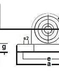 Technical diagram of SUCP-203-17m-PBT Stainless Steel Pillow Block 17mm Mounted Bearing.