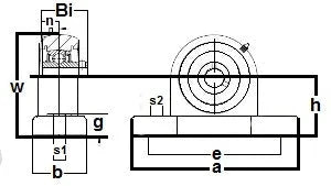 Technical diagram of SUCP-203-17m-PBT Stainless Steel Pillow Block 17mm Mounted Bearing, showing dimensions and specifications.