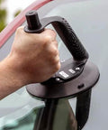 Two Piece Beefy Angle Grip 6 Inch Vacuum Suction Cup for auto glass handling with powerful suction shown lifting windshield
