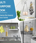 Suction Cup Hooks for Glass and Tile No Drill Shower Hooks Silver 2 Pack showing multi-use in kitchen and bathroom