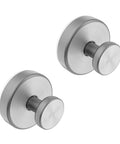 Suction Cup Hooks for Glass and Tile No Drill Shower Hooks Silver 2 Pack, front view of stainless steel design for smooth surfaces