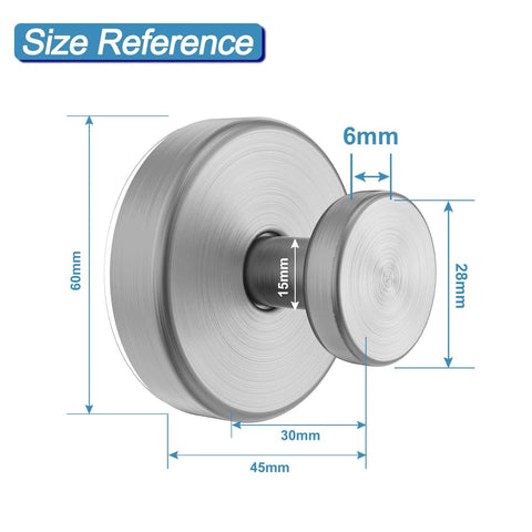 Scale and dimensions of Suction Cup Hooks for Glass and Tile No Drill Shower Hooks Silver 2 Pack
