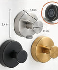 Heavy Duty No Drill Suction Cup Hooks For Shower And Bathroom, 304 Stainless Steel Waterproof Wall Mounts, size dimensions shown