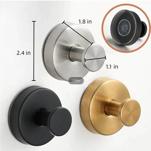 Heavy Duty No Drill Suction Cup Hooks For Shower And Bathroom, 304 Stainless Steel Waterproof Wall Mounts, size dimensions shown
