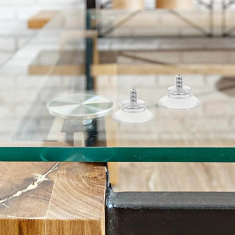 10 Pack Transparent Suction Cups With M6 Screws Nuts Grab And Go Anti Slip Vacuum Grip Hooks shown on glass surface