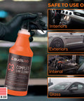 Suds Lab C3 Complete Car Cleaner bottle held by gloved hand, suitable for interiors and exteriors shown in image.
