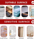 Surfaces suitable and not suitable for Heavy Duty Double Sided Foam Tape 2 Inch By 15.4 Foot Model 5952 Mounting Tape.