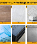 Image showing various surfaces: wooden, tile, marble, glass, plastic, and metal for 2 Packs Heavy Duty Double Sided Mesh Tape 66 Feet Set Featuring 2 Inch And 1 Inch Gauze Fiberglass Tape Adhesive For Carpets And Pictures Mounting Industrial Grade Mesh For Super Sticky Grip.
