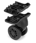 Suitcase Wheels Swivel Casters Luggage Replacement Model W044-B showing dual wheels and mounting plate for DIY suitcase repair.
