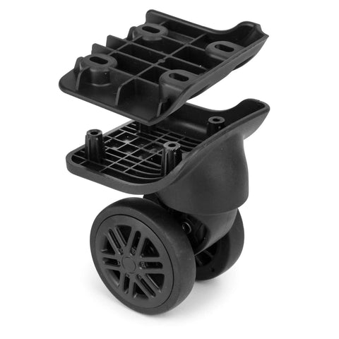 Suitcase Wheels Swivel Casters Luggage Replacement Model W044-B showing dual wheels and mounting plate for DIY suitcase repair.