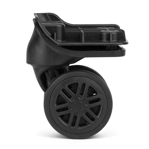 Side view of Suitcase Wheels Swivel Casters Luggage Replacement Model W044-B with Dual Wheels, made from PVC and PP.