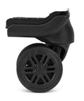 Side view of Suitcase Wheels Swivel Casters Luggage Replacement Model W044-B with Dual Wheels and 4 Screw Holes.