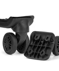Suitcase Wheels Swivel Casters Luggage Replacement Model W044-B with Dual Wheels and 4 Screw Holes, PVC and PP material.