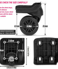 Suitcase Wheels Swivel Casters Luggage Replacement Model W044-B close-up of dual wheels and screw holes for DIY suitcase repair.