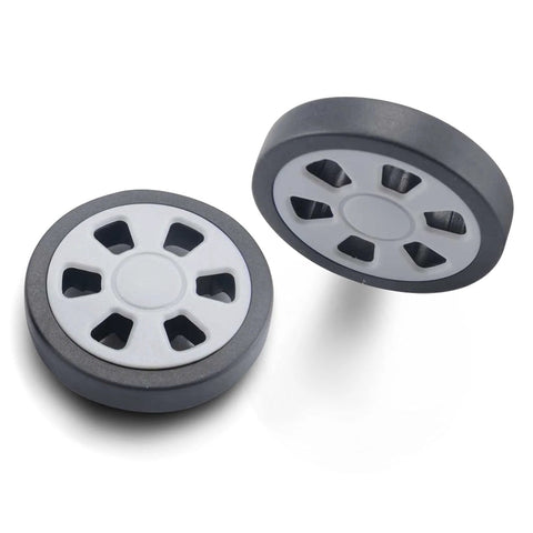 Close-up of 60mm suitcase wheels from Suitcase Wheels Replacement 360 Spinner Kit 60mm Diameter by 12mm Width Luggage Travel Wheel Kit.