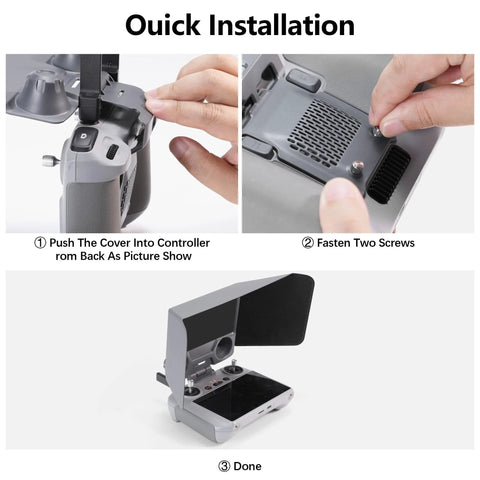 Sun Hood Cover For DJI RC 2 Controller And Joysticks Protector For DJI Mini 4 Pro And Air 3 3in1 Screen Protection Accessory installation process