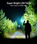 Silhouette using Rechargeable USB C LED Flashlight With 1800 mAh Battery Zoomable Beam Four Modes And Adjustable Brightness for camping