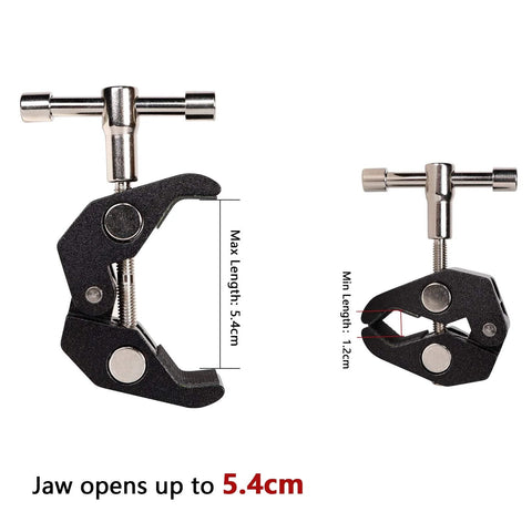 Workhorse Ultimate Versatile Super Clamp Kit with 1/4 and 3/8 threads, jaw opens up to 5.4cm for photography rigs and setups