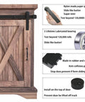 6.6FT Super Mini Sliding Barn Door Cabinet Hardware Kit details with I Shape Hanger and parts description for single door use.