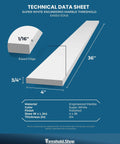 Technical data sheet of Super White Engineered Marble Threshold for Shower Curb, Bathroom Vanity Backsplash, Window Sill, Door Transitions (4" x 36").