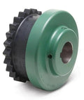 Sure-Flex Sleeve Coupling Insert Tb Woods 8JES EPDM Rubber 1-Piece Split, shown from side, with green and black components.