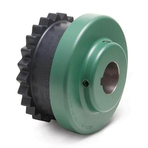 Sure-Flex Sleeve Coupling Insert Tb Woods 8JES EPDM Rubber 1-Piece Split, shown from side, with green and black components.