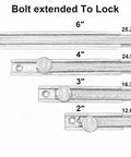 Solid Brass Surface Bolt 4 Inch Antique Brass Brushed Finish Two Pack Made In Taiwan With Mounting Hardware Included diagram