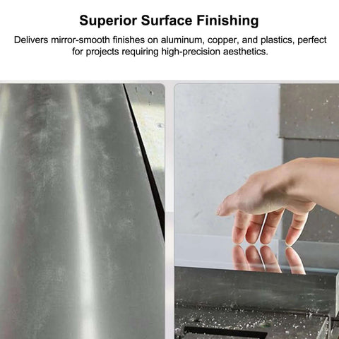 Smooth aluminum and a hand showing surface finish using Pro Grade 90 Degree Dual Insert CNC Fly Cutter For BT FMB22 Tool Holder.