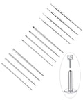 Twelve Piece Surgical Steel Piercing Taper Set 20G 18G 16G 14G External Threaded Internal Threaded Push In Threadless
