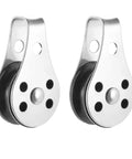 SUS316 Nylon Steel Rope Pulley System Wheel Outdoor Steel Pulley Smooth Cable Rigging Pulley Block Outdoor Suitable for 0.08 to 0.32 Inch Ropes 2Pcs.