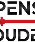 Suspension Dudes logo with red and black shock absorber graphic in between the words.