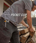 Man wearing Suspension-NXT 15-In-1 EDC Multi Tool With Pocket Knife and Needle Nose Pliers clipped to jeans pocket