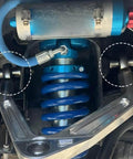 Close-up of 3/4 Heim Joints Rod End Kit in suspension system showing chromoly panhard setup with tube adapters and jam nuts.