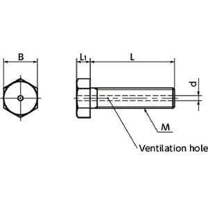 Technical drawing of ✝️ SVHS-M3-6 NBK Hexagon Head Bolts with ventilation hole - Made in Japan, designed for automation systems.