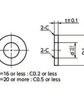 Technical drawing of SWA-16-25-5-AWEL NBK Adjust Metal Washer - Steel - Electroless Nickel Plating Made in Japan.
