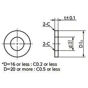 Technical drawing of SWA-10-20-5-AWEL NBK Adjust Metal Washer - Steel - Electroless Nickel Plating Made in Japan with dimensions.