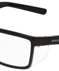 Swagger SR2 Safety Glasses With Detachable Side Shields Scratch Resistant Lenses in black with polycarbonate lenses.