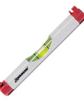 Compact 4 Inch Aluminum Line Level For Quick On The Job Or Home Projects With Tough Aluminum Build And Precision Vial For Accurate Readouts Swanson Tool, shown with red end caps and clear vial for leveling.