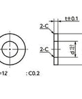 10-Pack SWAS-10-12-2-AW NBK Stainless Steel Adjust Metal Washer -Made in Japan- technical drawing with dimensions.