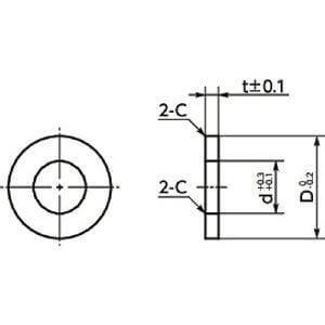 Technical drawing of 10-Pack SWAS-12-25-5-AW NBK Stainless Steel Adjust Metal Washer -Made in Japan- with dimensions.