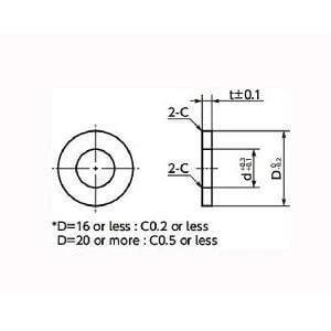Technical drawing of 10-Pack SWAS-5-10-2-AW NBK Stainless Steel Adjust Metal Washer -Made in Japan- dimensions.