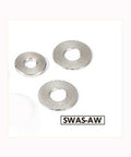10-Pack SWAS-6-10-2-AW NBK Stainless Steel Adjust Metal Washer -Made in Japan- various sizes shown from above.