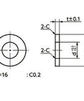 10-Pack SWAS-10-16-3-AW NBK Stainless Steel Adjust Metal Washer -Made in Japan- technical drawing, top and side view with measurements.