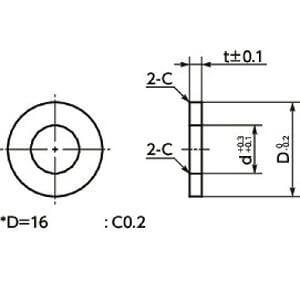 10-Pack SWAS-10-16-3-AW NBK Stainless Steel Adjust Metal Washer -Made in Japan- technical drawing, top and side view with measurements.