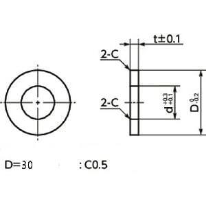 Technical drawing of 10-Pack SWAS-10-30-3-AW NBK Stainless Steel Adjust Metal Washer -Made in Japan- with dimensions.