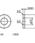 Technical drawing of 10-Pack SWAS-10-30-5-AW NBK Stainless Steel Adjust Metal Washer -Made in Japan- dimensions and specs.