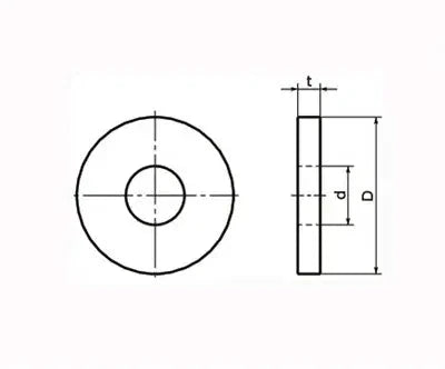 SWF-16 NBK High Intensity Flat Washers - Made in Japan - Pack of One technical drawing showing dimensions and design.